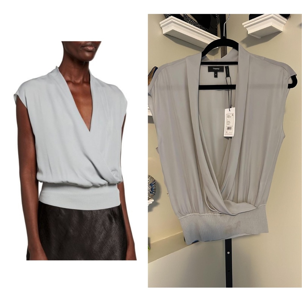 Theory Draped Silk Top